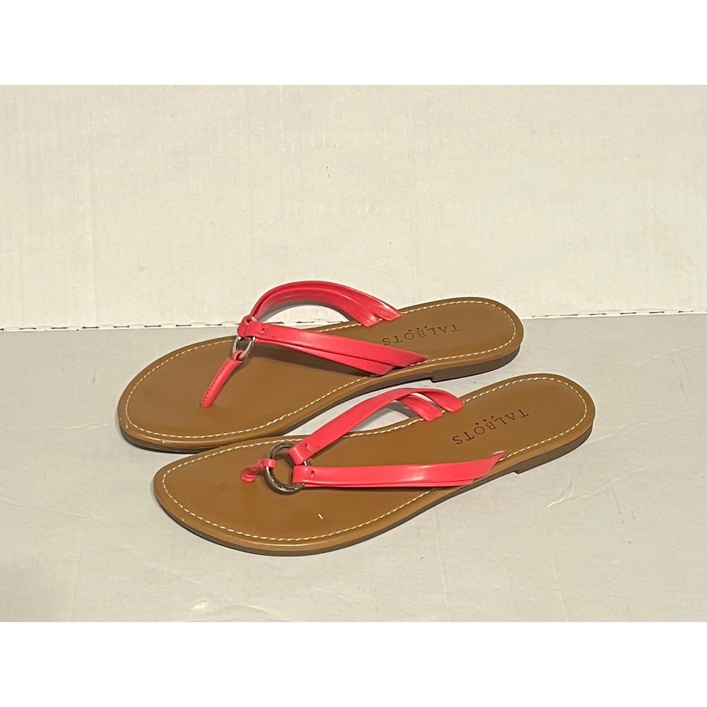 Talbots Casual Flat Thong Sandals Pink Coral Straps Women's Size 8